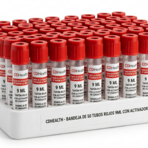 TUBO ROJO 9 ML CON ACTIVADOR BANDEJA DE 50 UNIDADES CDHEALTH